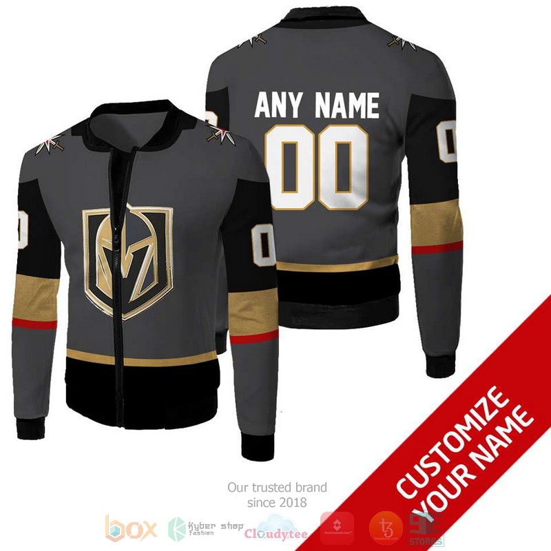 Personalized_NHL_Vegas_Golden_Knights_custom_grey_black_bomber_jacket