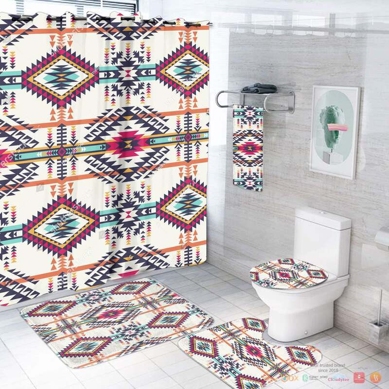 Pink_White_Pattern_Native_American_Bathroom_Set