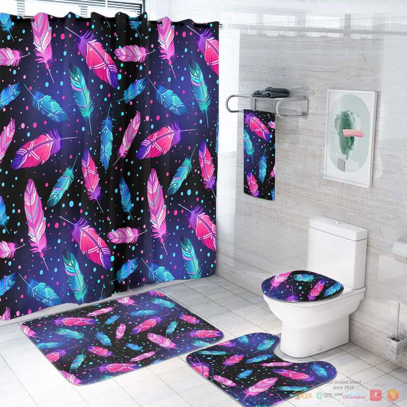 Pink_and_Blue_Feathers_Native_American_Bathroom_Set