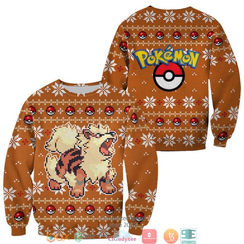 Pokemon_Arcanine_Xmas_3d_shirt_hoodie