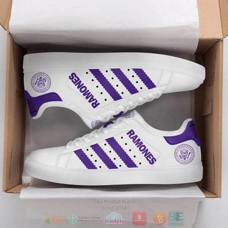 Ramones_band_logo_white_purple_Stan_Smith_shoes_1