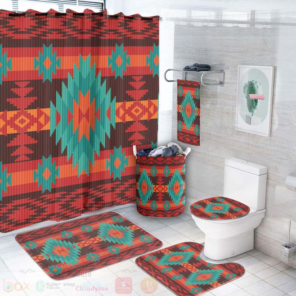 Red_Geometric_Pattern_Bathroom_Set