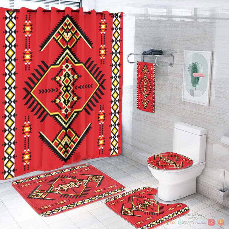 Red_Simple_Pattern_Native_American_Bathroom_Set