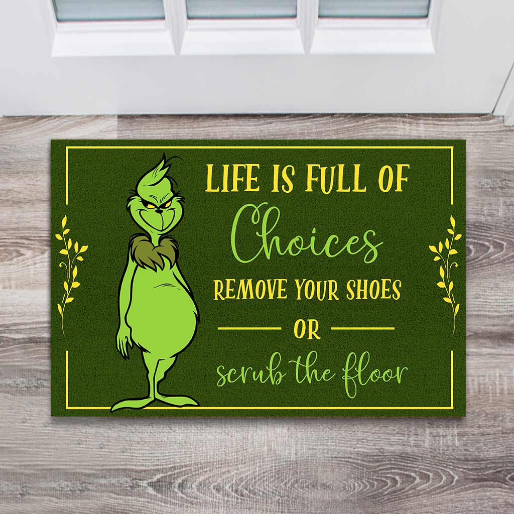 The_Grinch_Life_Is_Full_Of_Choices_Remove_your_shoes_doormat