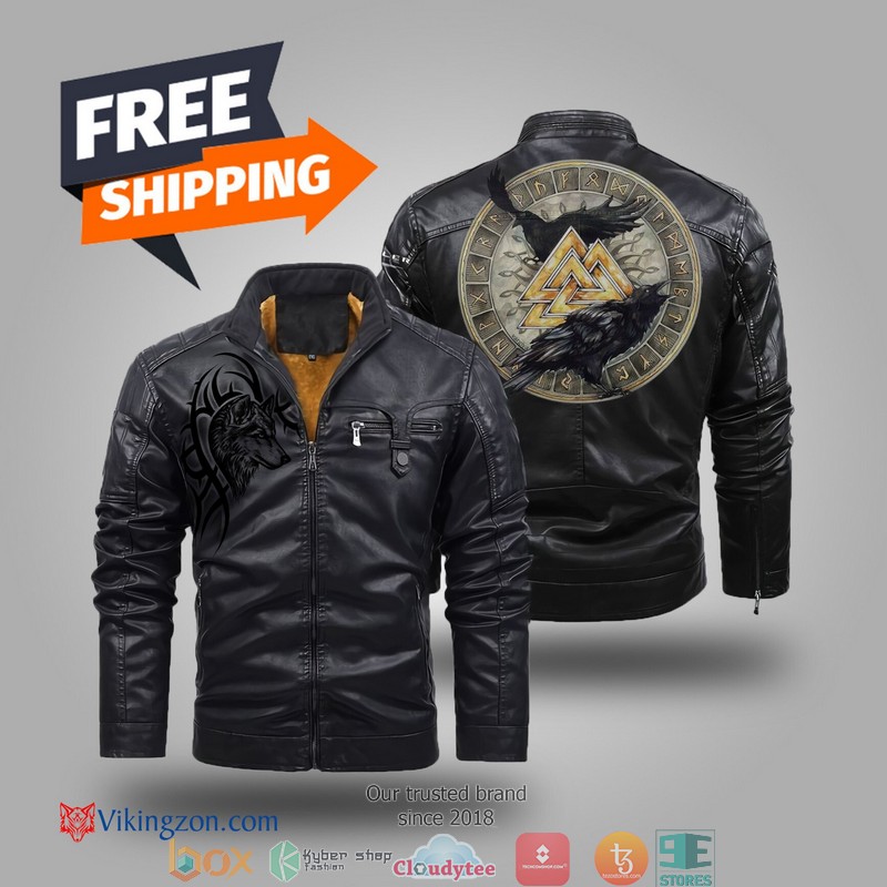 Viking_Raven_And_Wolf_Fleece_Trend_Leather_Jacket_1