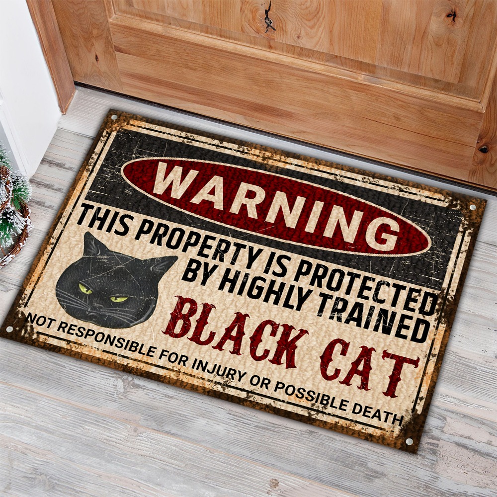 Warning_this_property_is_protected_by_highly_trained_black_cat_doormat
