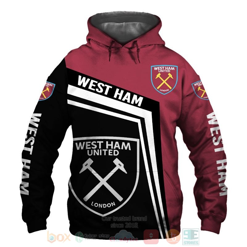 West_Ham_United_dark_red_black_3D_shirt_hoodie