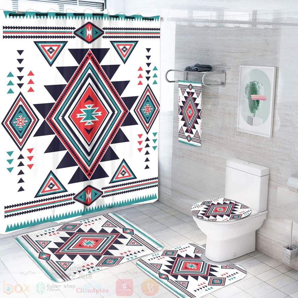 White_Geometric_Native_American_Bathroom_Set