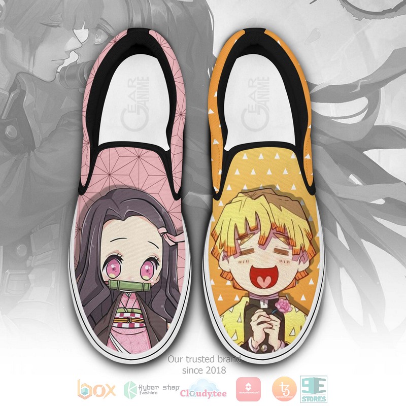 Zenitsu_And_Nezuko_Anime_Demon_Slayer_Slip-On_Shoes