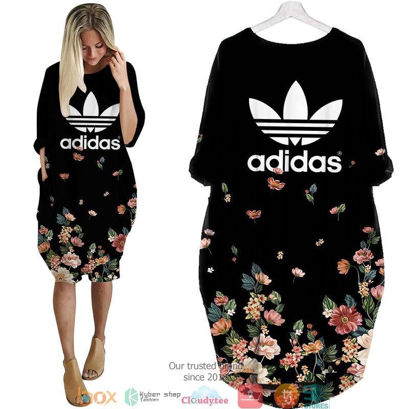 Adidas_Flower_pattern_black_Batwing_Pocket_Dress
