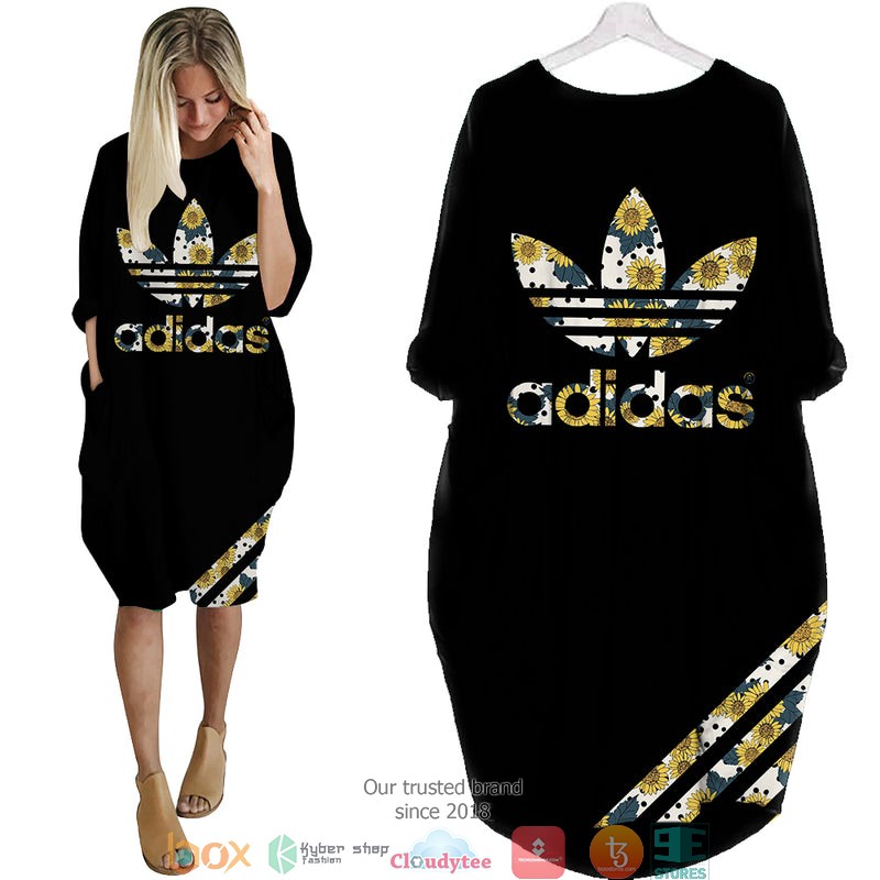 Adidas_Sunflower_pattern_Black_Batwing_Pocket_Dress