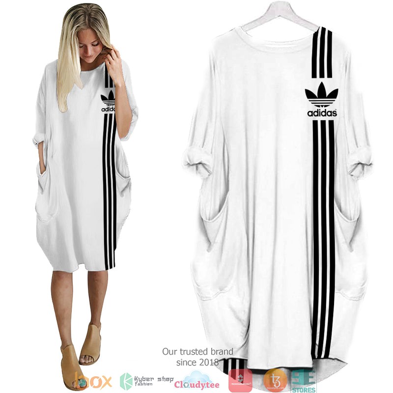 Adidas_White_Black_stripe_Batwing_Pocket_Dress