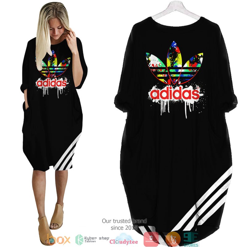 Adidas_variegated_color_logo_black_Batwing_Pocket_Dress