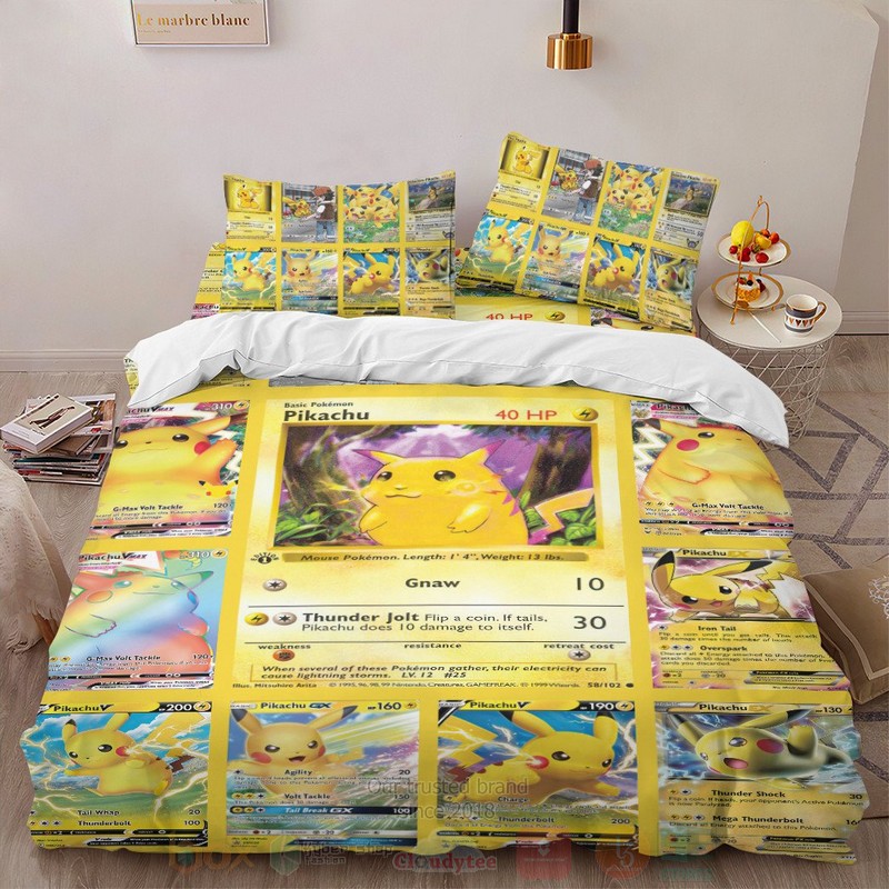 Anime_Pokemon_Pikachu_Cards_Version_2_Custom_Bedding_Set