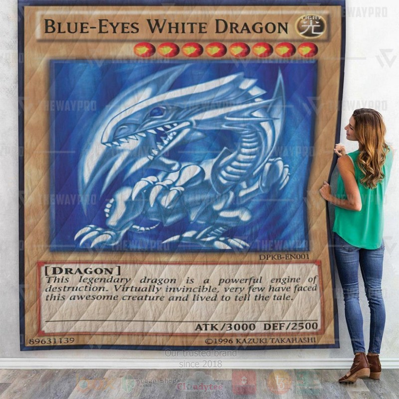 Anime_YGO_Blue_Eyes_White_Dragon_Card_Custom_Quilt