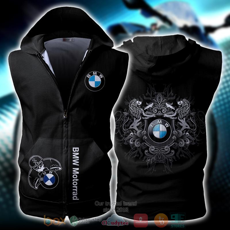 BMW_Motorrard_Sleeveless_zip_vest_leather_jacket