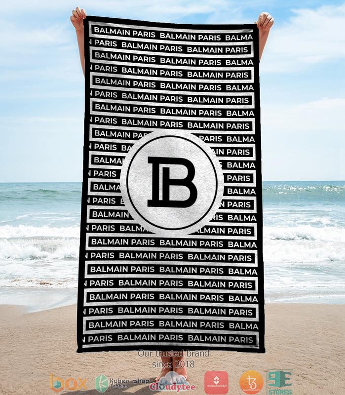 Balmain_Paris_B_Black_and_White_Beach_Towel