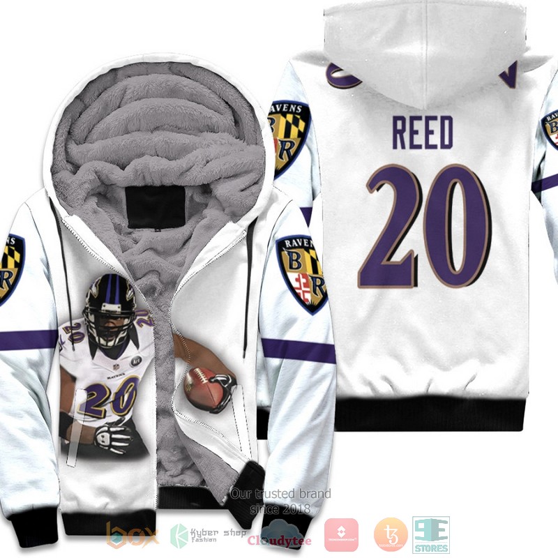 Baltimore_Ravens_Ed_Reed_20_NFL_White_fleece_hoodie