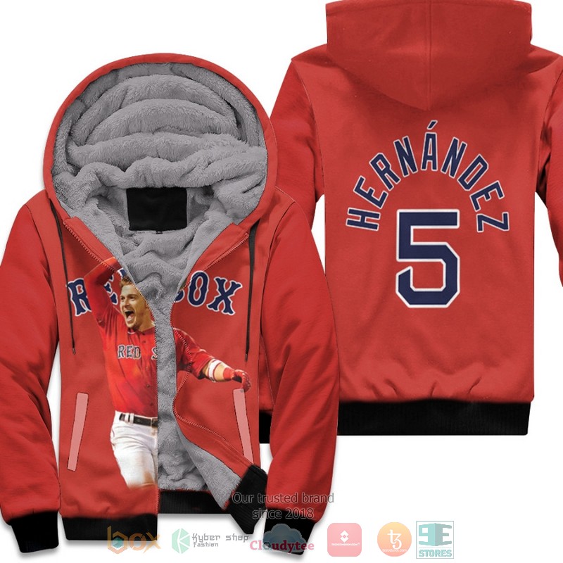 Boston_Red_Sox_Enrique_Hernandez_5_MLB_Red_fleece_hoodie
