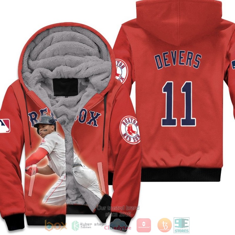 Boston_Red_Sox_Rafael_Devers_11_MLB_Player_Red_fleece_hoodie
