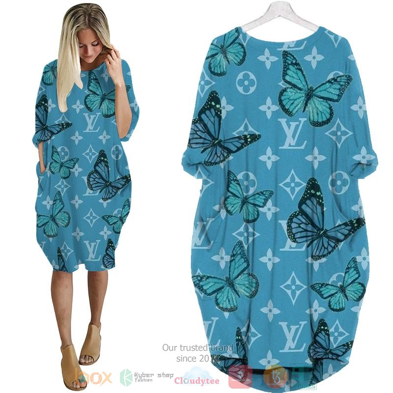 Butterfly_Louis_Vuitton_blue_pattern_Pocket_Dress