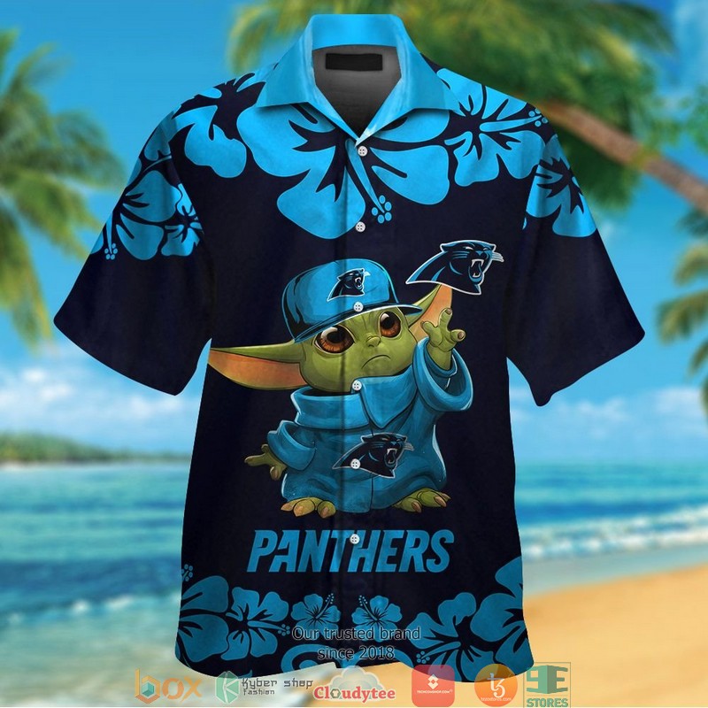Carolina_Panthers_Baby_Yoda_Hibiscus_Hawaiian_Shirt_short