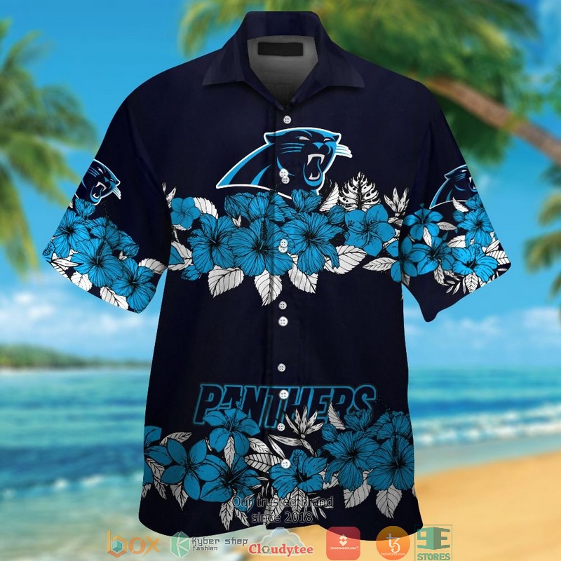 Carolina_Panthers_Hibicus_flower_line_Hawaiian_Shirt_short
