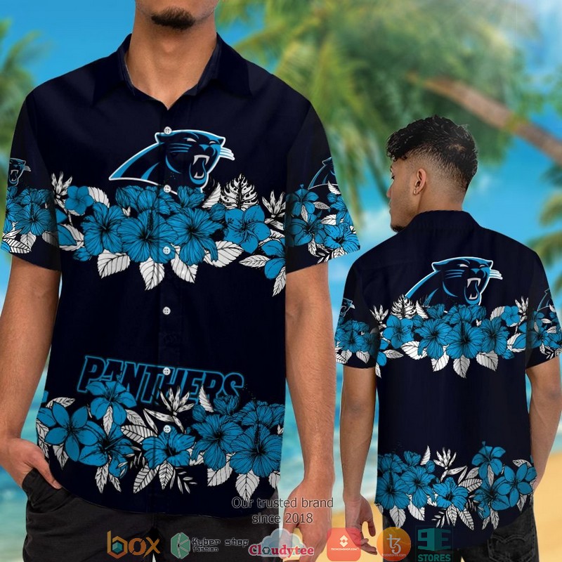 Carolina_Panthers_Hibicus_flower_line_Hawaiian_Shirt_short_1
