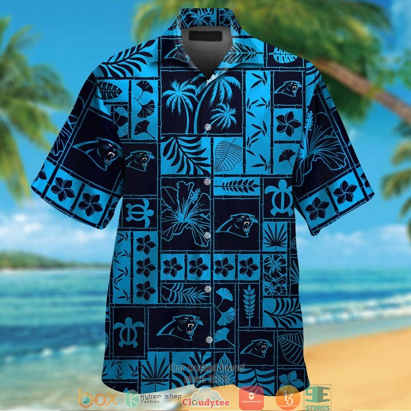 Carolina_Panthers_Hibiscus_leaf_ocean_Square_pattern_Hawaiian_Shirt_short
