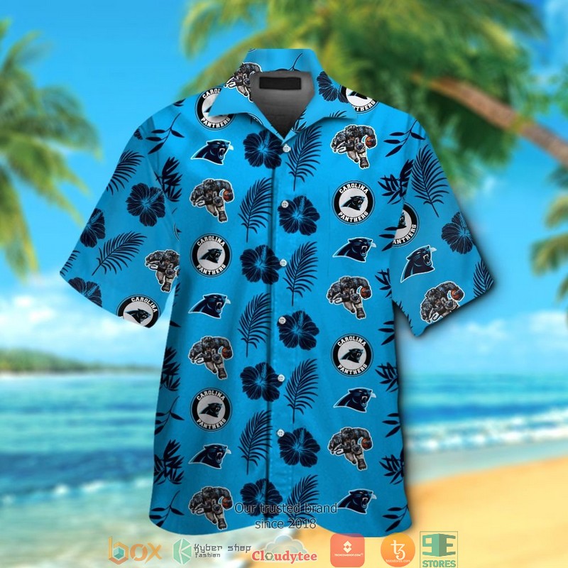 Carolina_Panthers_Leaf_Hibiscus_Pattern_Hawaiian_Shirt_short