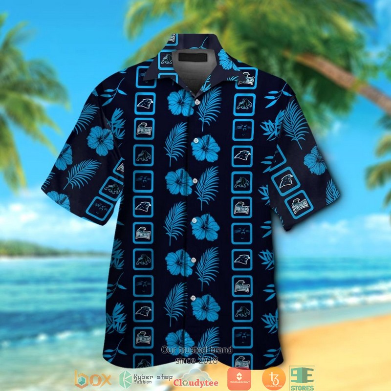 Carolina_Panthers_Navy_Cyan_blue_Hawaiian_Shirt_short