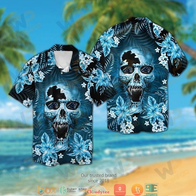 Carolina_Panthers_Skull_3d_illusion_Hawaiian_shirt_short