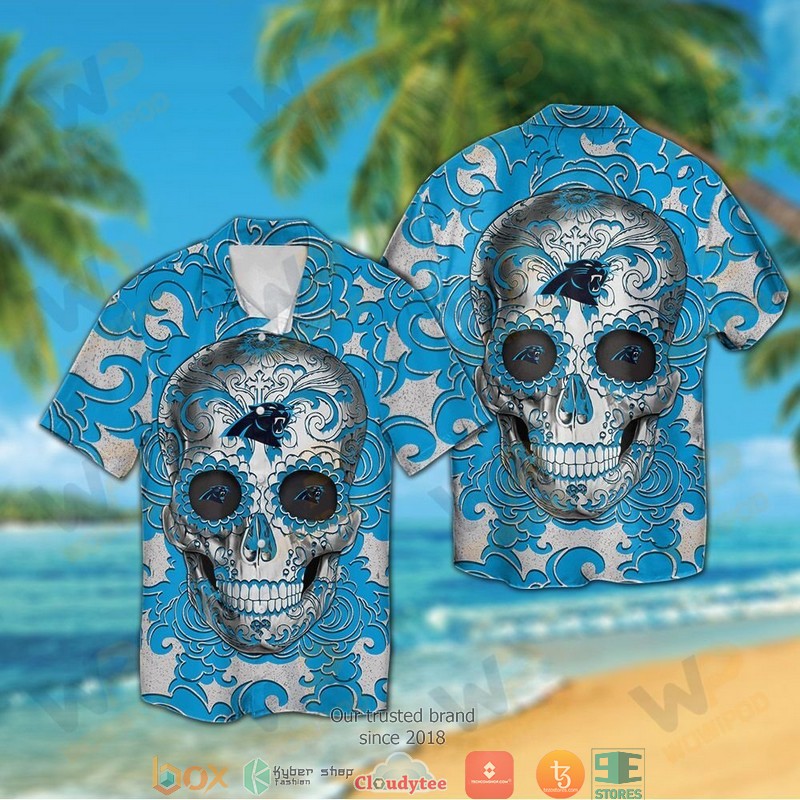 Carolina_Panthers_Sugar_Skull_blue_Hawaiian_shirt