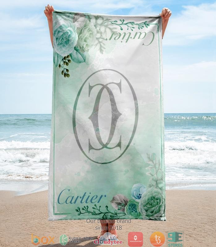 Cartier_floral_pattern_blue_Beach_Towel