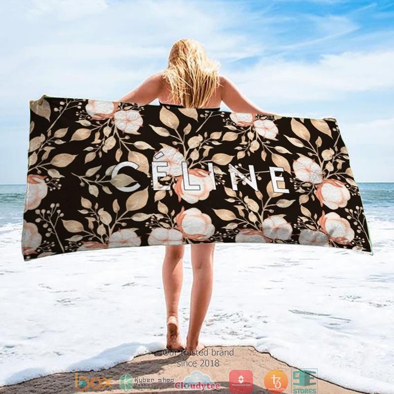 Celine_Floral_pattern_brown_Beach_Towel