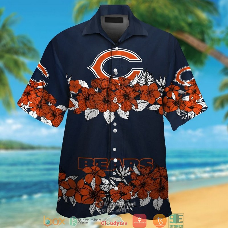 Chicago_Bears_Hibiscus_flower_line_Hawaiian_Shirt_short