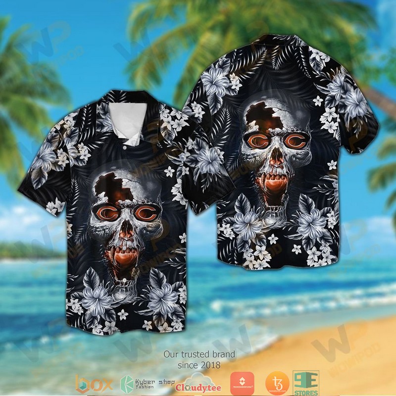 Chicago_Bears_Skull_3d_illusion_Hawaiian_shirt_short