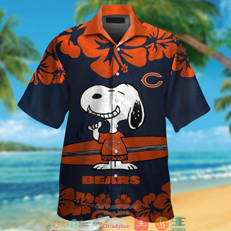 Chicago_Bears_Snoopy_Orange_Hibiscus_Hawaiian_Shirt_short