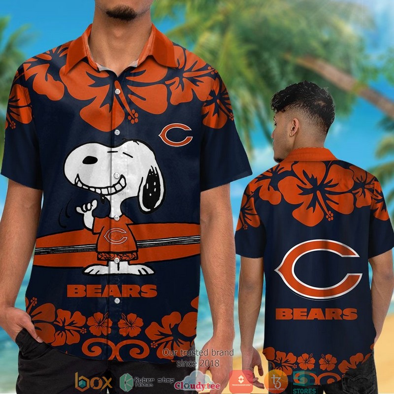 Chicago_Bears_Snoopy_Orange_Hibiscus_Hawaiian_Shirt_short_1