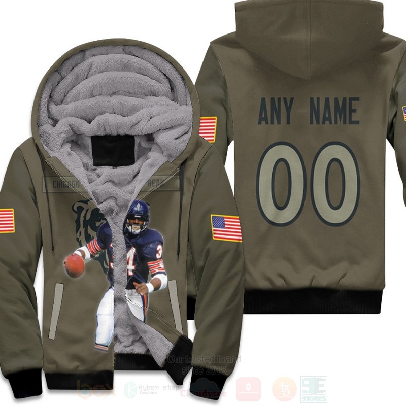 Chicago_Bears_Walter_Payton_34_NFL_Olive_Personalized_3D_Fleece_Hoodie