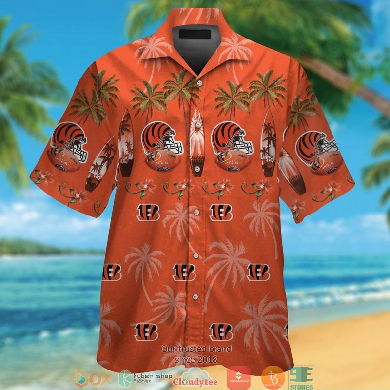 Cincinnati_Bengals_Coconut_pattern_Orange_Hawaiian_Shirt_short