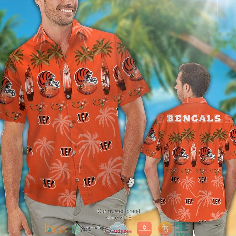 Cincinnati_Bengals_Coconut_pattern_Orange_Hawaiian_Shirt_short_1