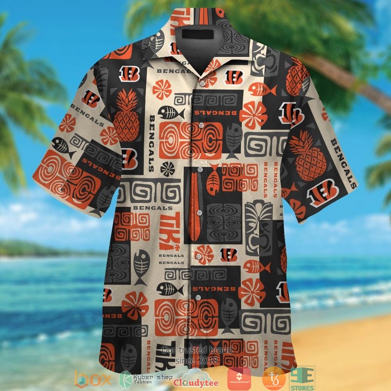 Cincinnati_Bengals_Fish_pineapple_pattern_Hawaiian_shirt_short