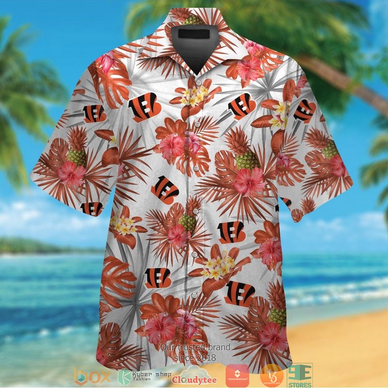 Cincinnati_Bengals_Red_hibiscus_pineapple_Hawaiian_shirt_short