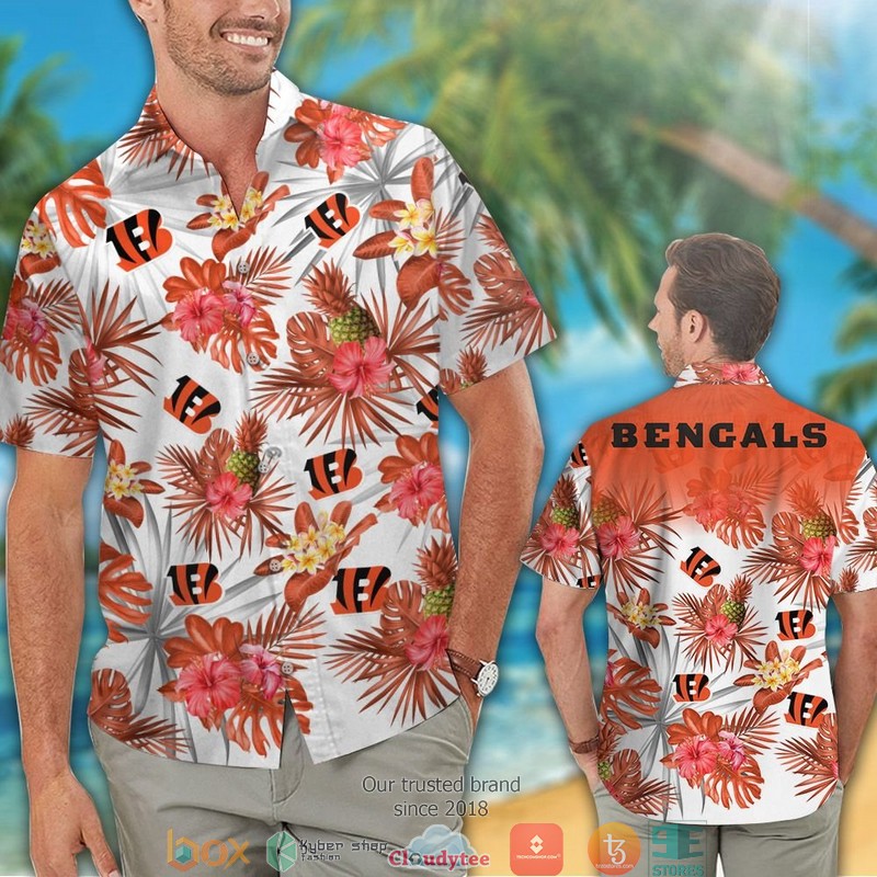 Cincinnati_Bengals_Red_hibiscus_pineapple_Hawaiian_shirt_short_1