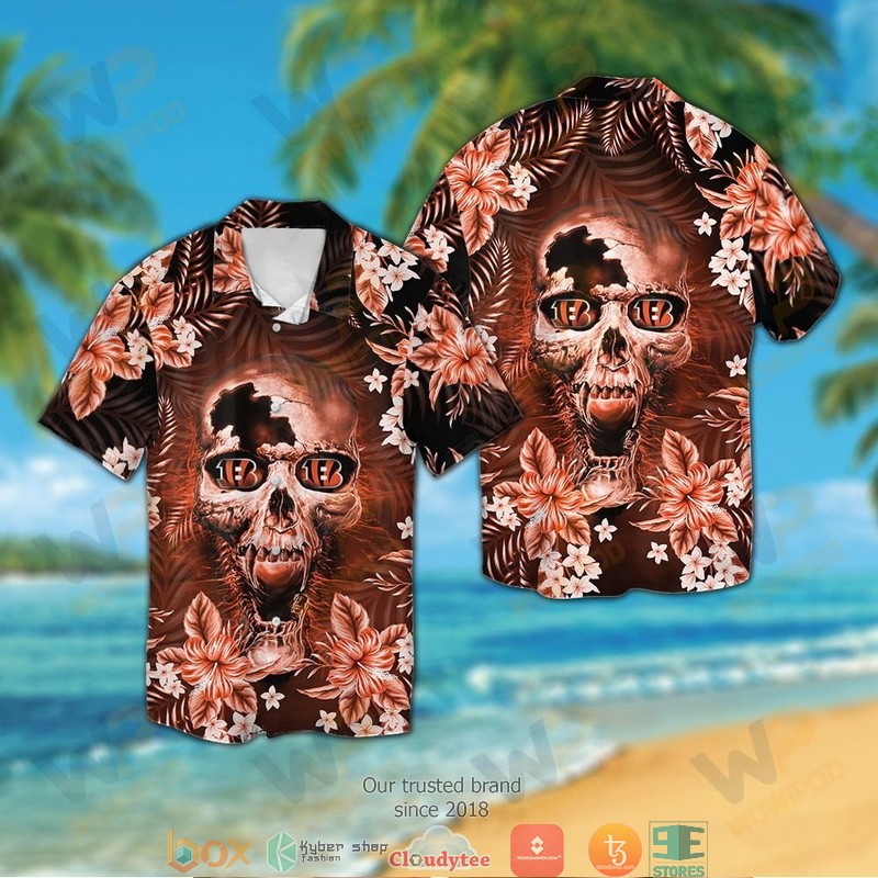 Cincinnati_Bengals_Skull_3d_illusion_Hawaiian_shirt_short