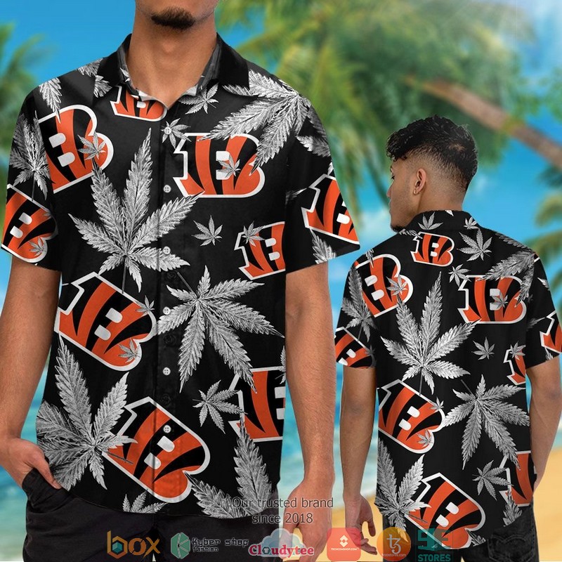 Cincinnati_Bengals_cannabis_Black_Hawaiian_Shirt_short_1