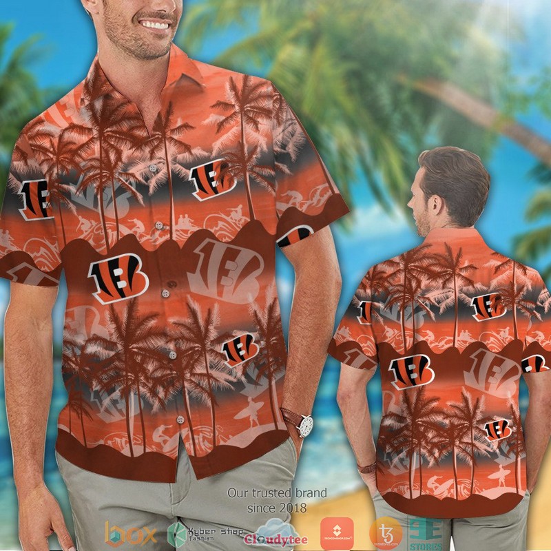 Cincinnati_Bengals_coconut_island_waves_orange_Hawaiian_shirt_short_1