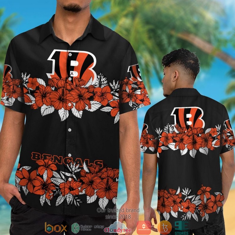 Cincinnati_Bengals_hibiscus_flower_line_Hawaiian_Shirt_short_1