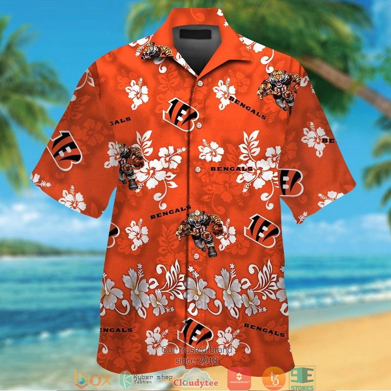 Cincinnati_Bengals_hibiscus_pattern_orange_Hawaiian_shirt_short